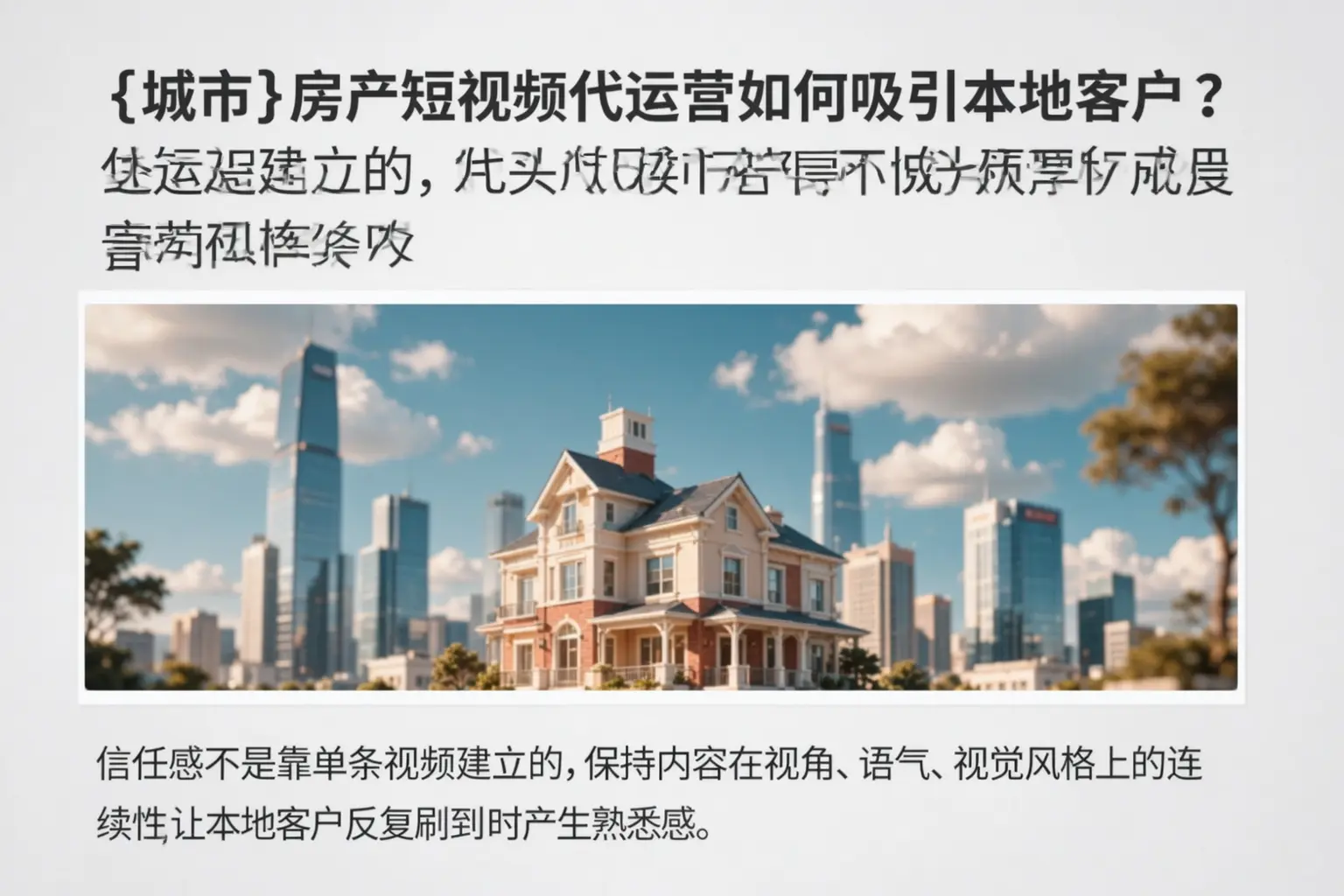 吉林市房产短视频代运营如何吸引本地客户？
