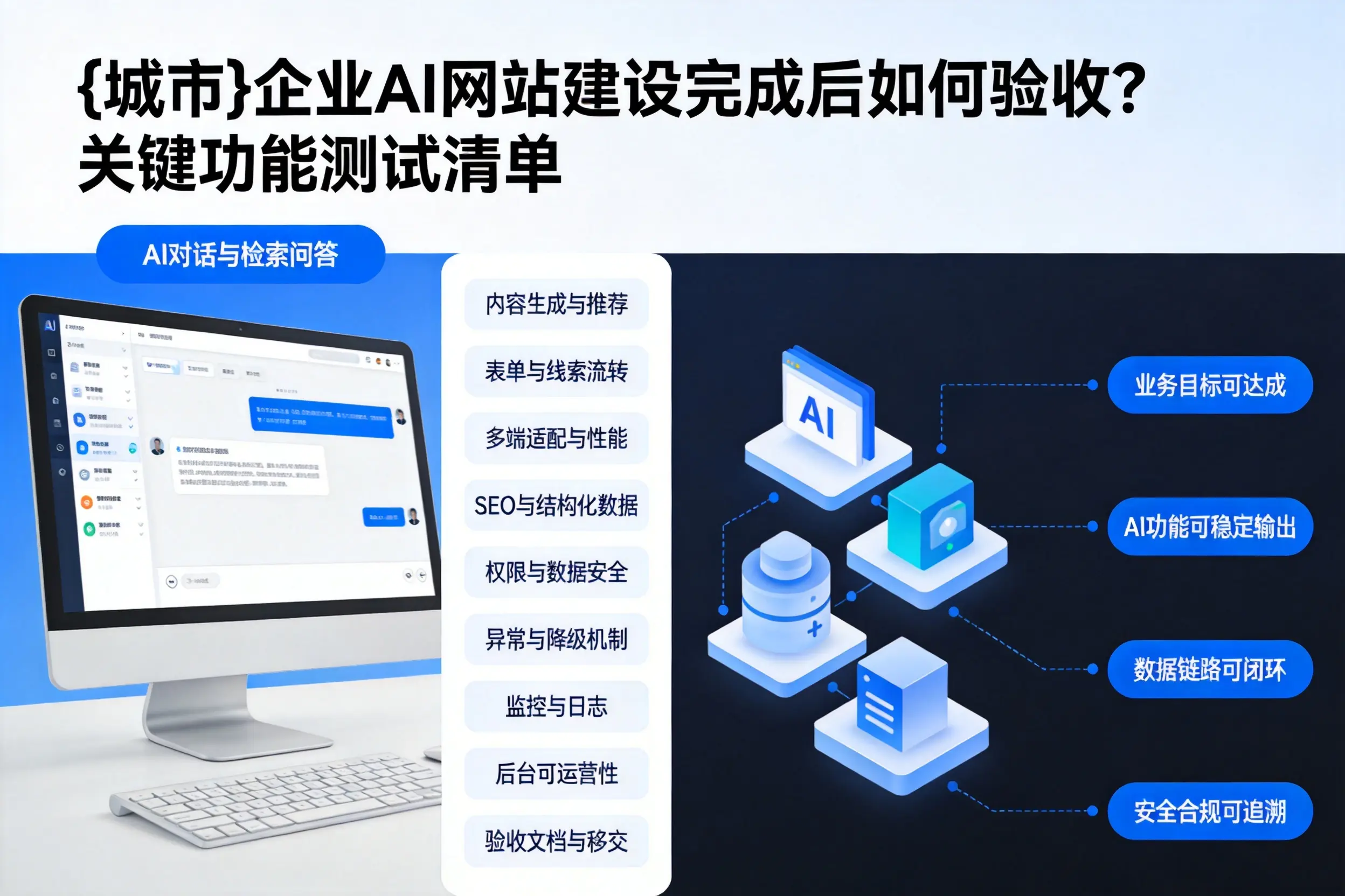 吉林市企业AI网站建设完成后如何验收？关键功能测试清单