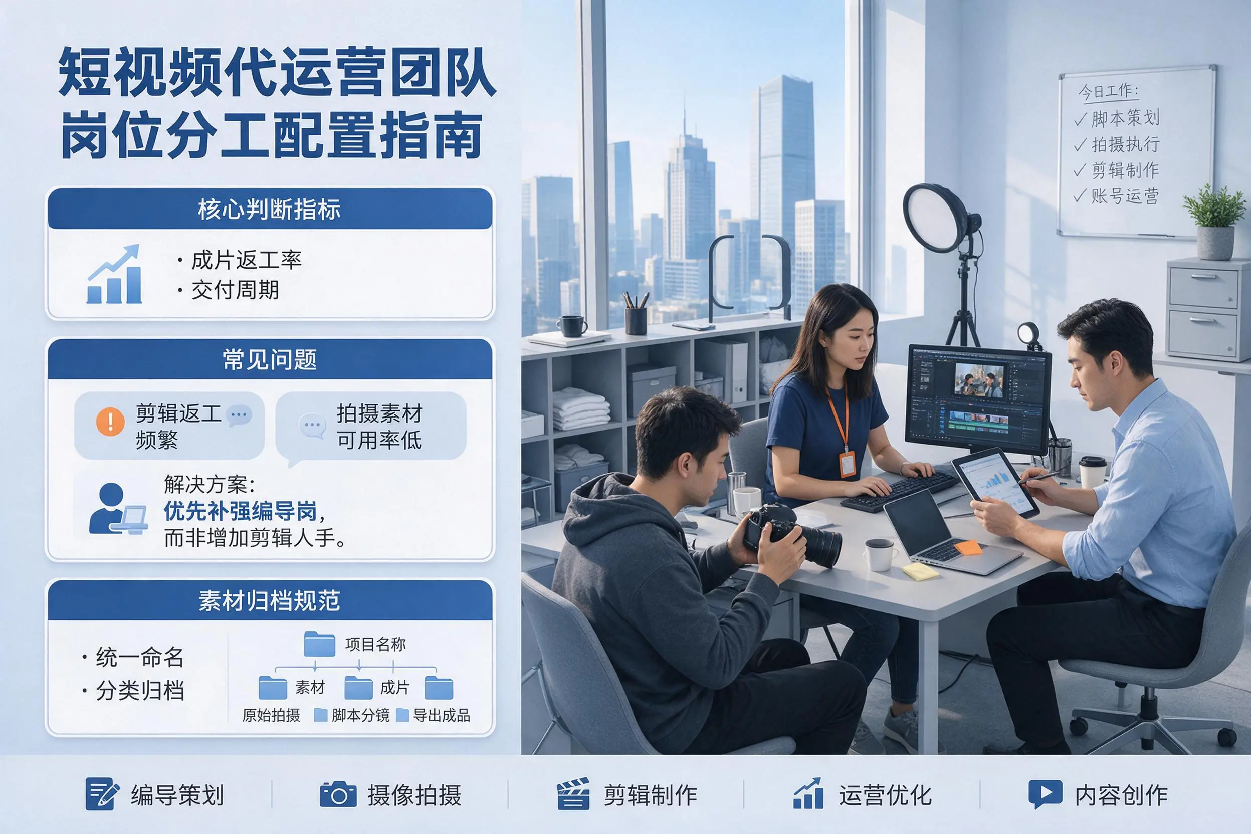 短视频代运营团队如何配置?吉林市企业岗位分工科普说明